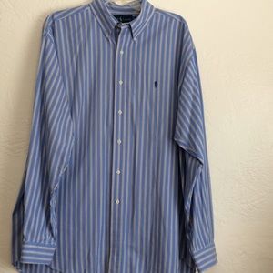 Ralph Lauren Blake fit 100 % cotton blue and white
